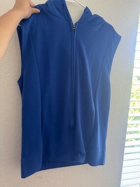 Sleeveless Zip-Up Hoodie Tank Top - Blue